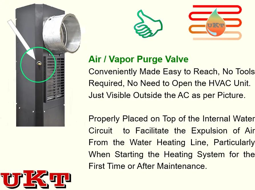 PURGE VALVE AIR-VAPOR VERTICAL HVAC HYDRONIC HEATING Air Conditioner Without External Condenser